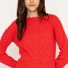 Textured Crew Neck In Red -Fashion Clothing Accessories Store carraig donn textured crew neck in red 567170