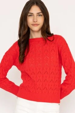 Textured Crew Neck In Red