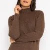 Textured High Neck Knit In Brown 1 Textured High Neck Knit In Brown -Fashion Clothing Accessories Store carraig donn textured high neck knit in brown 645185