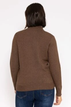 Textured High Neck Knit In Brown -Fashion Clothing Accessories Store carraig donn textured high neck knit in brown 791509