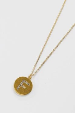 F Initial Necklace In Gold