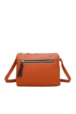 Triple Compartment Crossbody In Orange