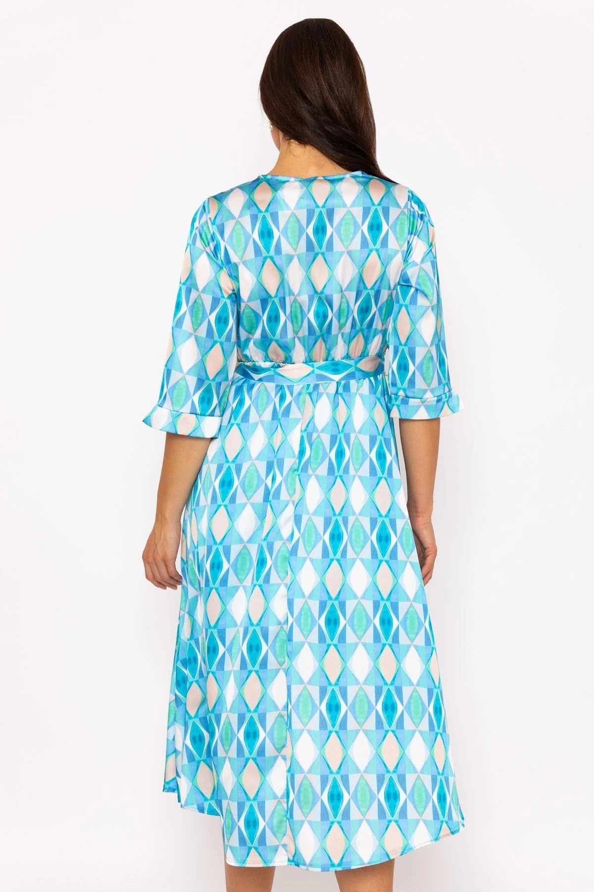 V Neck Belted Midi Dress In Aqua 10 V Neck Belted Midi Dress In Aqua - Image 8