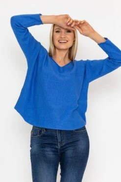 V-Neck Jumper In Blue -Fashion Clothing Accessories Store carraig donn v neck jumper in blue 192727