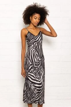 Valentina Midi Dress In Zebra Print -Fashion Clothing Accessories Store carraig donn valentina midi dress in zebra print 170628