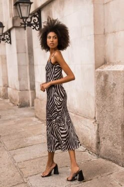 Valentina Midi Dress In Zebra Print -Fashion Clothing Accessories Store carraig donn valentina midi dress in zebra print 685425