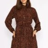 Viscose Dress In Brown Animal Print -Fashion Clothing Accessories Store carraig donn viscose dress in brown animal print 379755