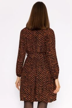 Viscose Dress In Brown Animal Print -Fashion Clothing Accessories Store carraig donn viscose dress in brown animal print 890277