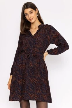 Viscose Dress In Navy Animal Print