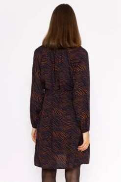 Viscose Dress In Navy Animal Print -Fashion Clothing Accessories Store carraig donn viscose dress in navy animal print 277458