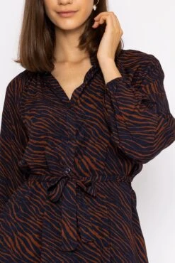 Viscose Dress In Navy Animal Print -Fashion Clothing Accessories Store carraig donn viscose dress in navy animal print 832234