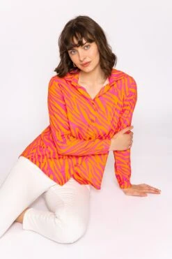 Viscose Shirt In Orange And Pink -Fashion Clothing Accessories Store carraig donn viscose shirt in orange and pink 119088