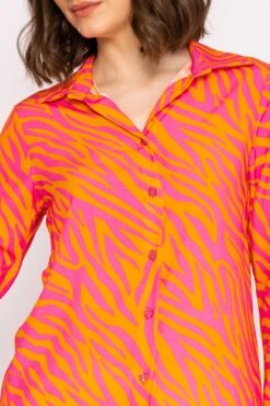 Viscose Shirt In Orange And Pink -Fashion Clothing Accessories Store carraig donn viscose shirt in orange and pink 362117