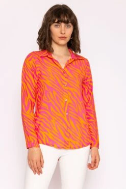 Viscose Shirt In Orange And Pink