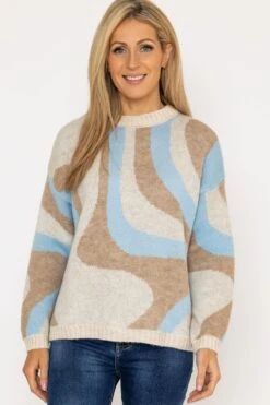 Wave Knit In Multi Print -Fashion Clothing Accessories Store carraig donn wave knit in multi print 230314