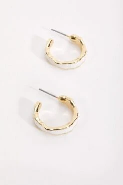 White And Gold Hoop Earrings