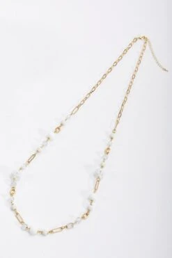 White And Gold Long Necklace