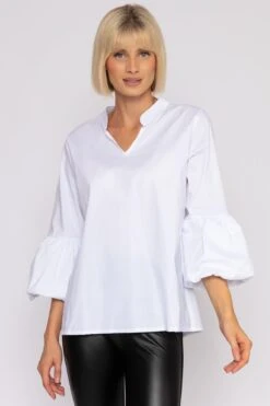 White Balloon Cuff Shirt