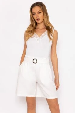 White High Waist Shorts -Fashion Clothing Accessories Store carraig donn white high waist shorts 459671