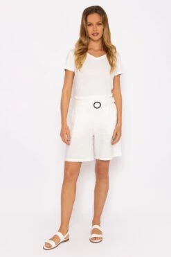 White High Waist Shorts -Fashion Clothing Accessories Store carraig donn white high waist shorts 474550