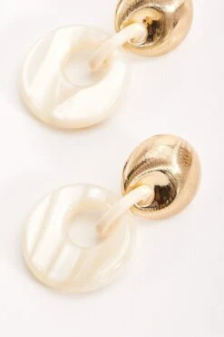 White Tortoise Drop Link Earrings -Fashion Clothing Accessories Store carraig donn white tortoise drop link earrings 521641