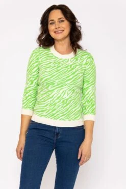 Zebra Crew Neck In Green -Fashion Clothing Accessories Store carraig donn zebra crew neck in green 439733