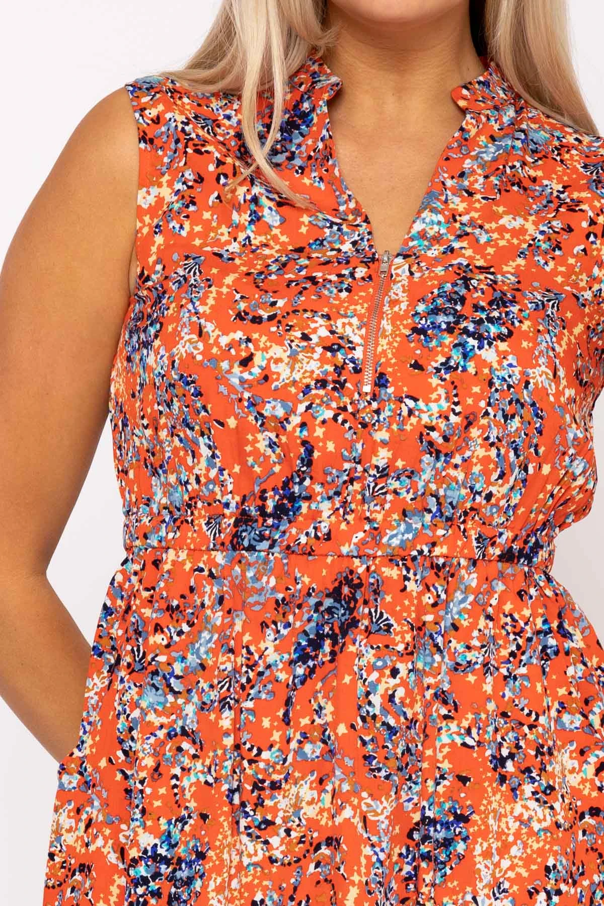 Orange Print Viscose Mini Dress 6 Orange Print Viscose Mini Dress - Image 4