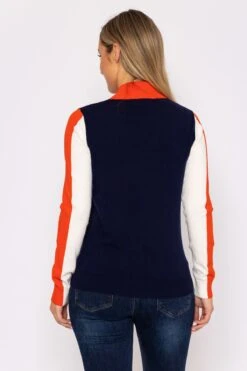 Zip Knit With Contrast Sleeve In Multi -Fashion Clothing Accessories Store carraig donn zip knit with contrast sleeve in multi 801743
